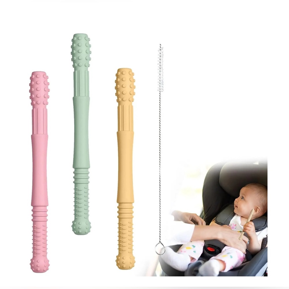 Hollow Baby Soft Silicon Teething Tubes, Baby Soothing Teether Toy. NEW.